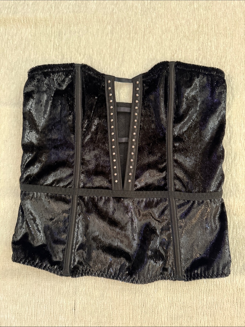 Victoria's Secret Black Velvet Strapless Bustier Top